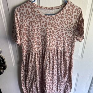 Leopard Print Short Sleeve Dress